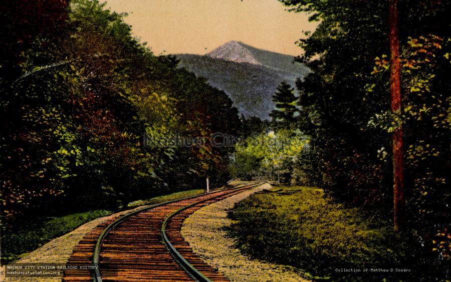 Postcard: Mt. Liberty from Railroad Tracks, North Woodstock, N.H.